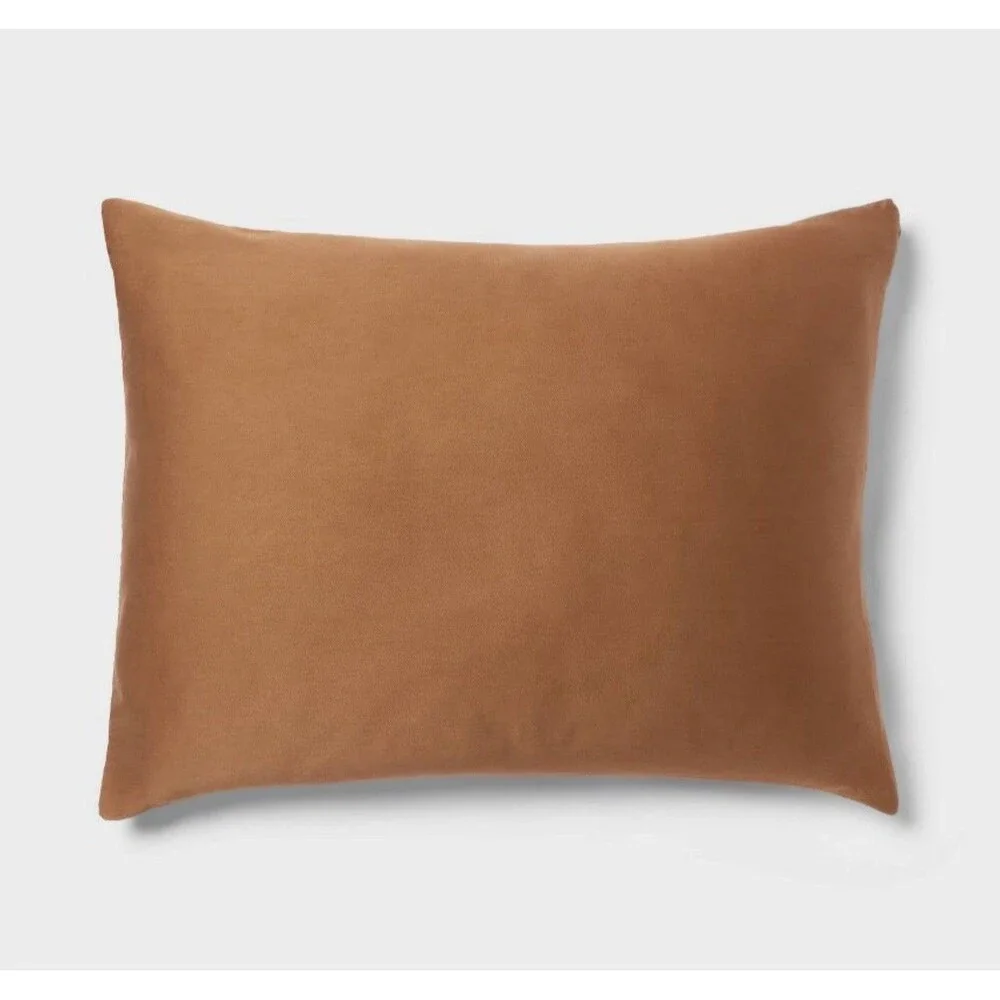 Twin/Twin Extra Long Washed Cotton Sateen Comforter and Sham Set Light Brown NEW